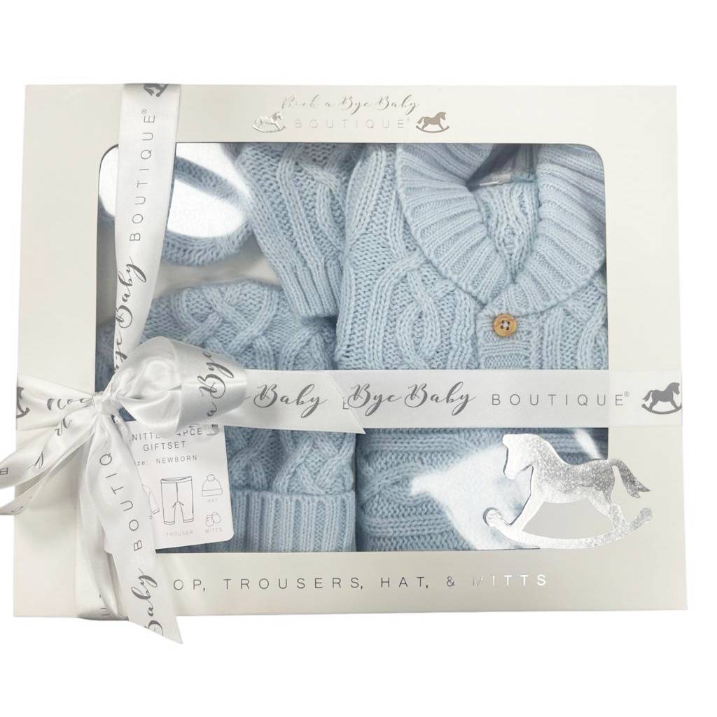 Knitted 4 Piece With Gift Box - Blue