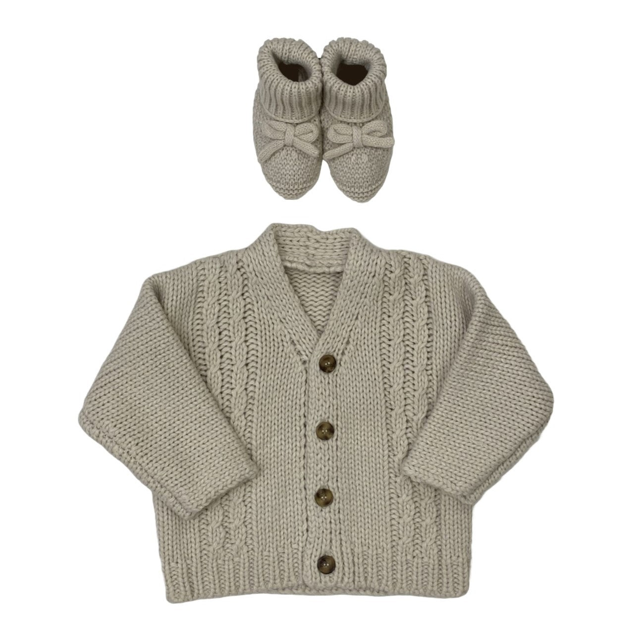 Knit Button Up Cardigan and Boots Set