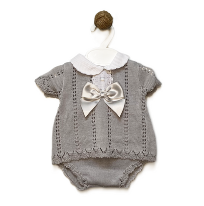 Baby Bow & Lace Knitted 2 Piece Set