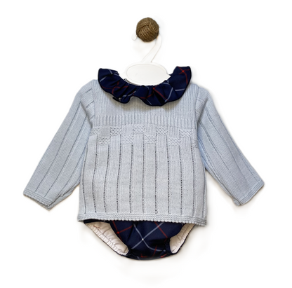 Baby Tartan Outfit With Knit Jumper