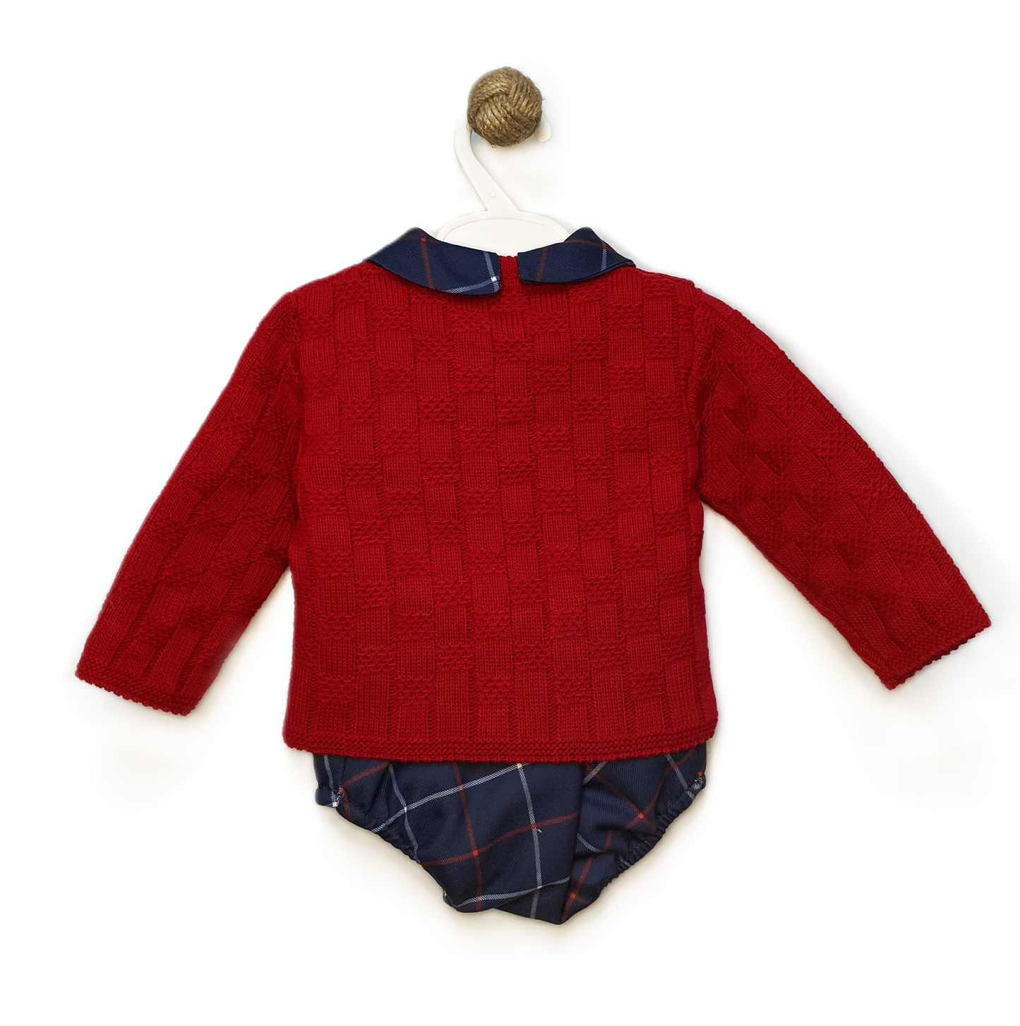 Baby Tartan Outfit With Cable Knit Cardigan