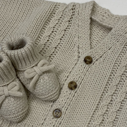 Knit Button Up Cardigan and Boots Set