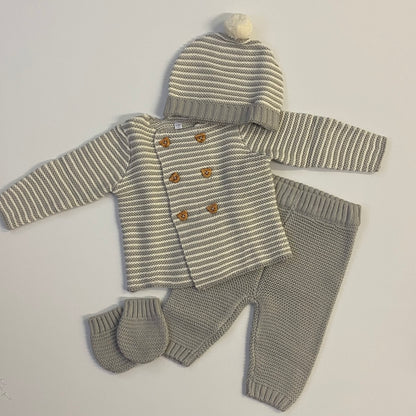 Knitted 4 Piece With Gift Box - Grey