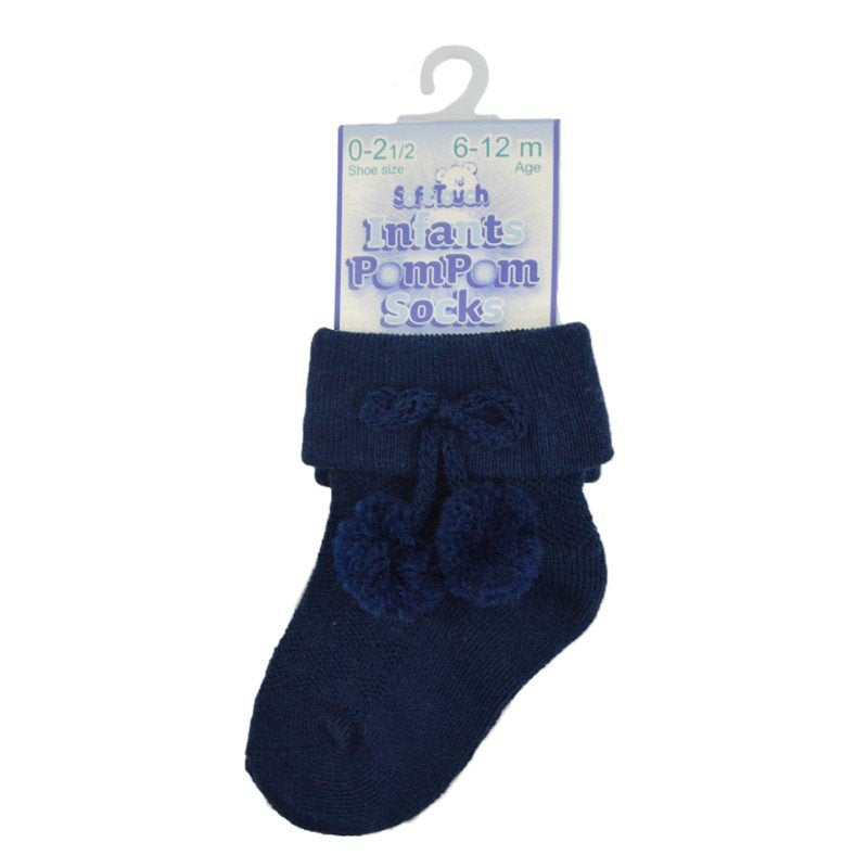 Pom Pom Socks - Navy