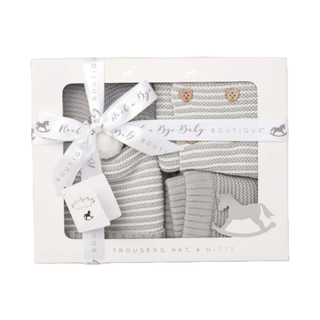 Knitted 4 Piece With Gift Box - Grey