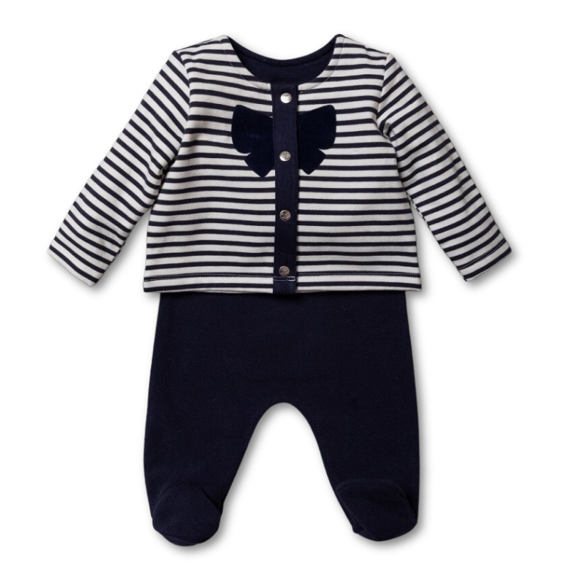 Stripe Jacket & Navy Trouser Outfit