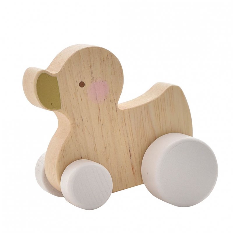 Wooden Push Duck - White